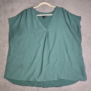 Banana Republic Blouse Top Women’s XXL Green V Neck Sleeveless Cap Sleeve Shirt